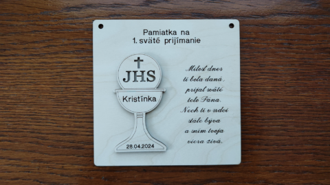 Drevená tabuľka : 1. sväté prijímanie