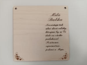 Drevená tabuľka pre babku