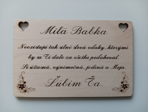 Drevená tabuľka - Poďakovanie Babke