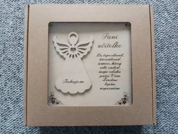 Drevená tabuľka pre pani učiteľku 15cm x 15cm