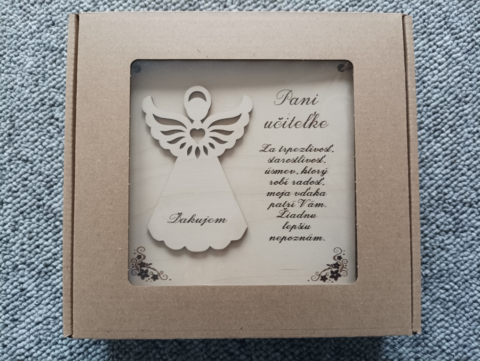 Drevená tabuľka pre pani učiteľku 15cm x 15cm